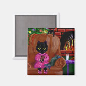 Funny Christmas Cat Cadeau Gift Creationarts Magneet (Voorkant / Achterkant)
