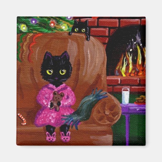 Funny Christmas Cat Cadeau Gift Creationarts Magneet (Voorkant)