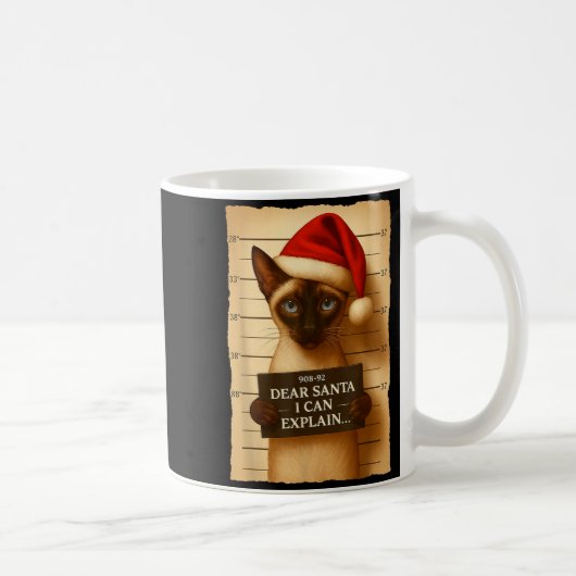 Funny Christmas Cat- Cute Siamese Santa Hat Tee  Koffiemok (Rechts)