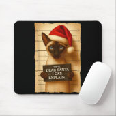 Funny Christmas Cat- Cute Siamese Santa Hat Tee  Muismat (Met muis)