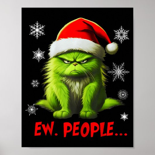Funny Christmas Cat Ew People Meowy Cat Lovers Men Poster (Voorkant)