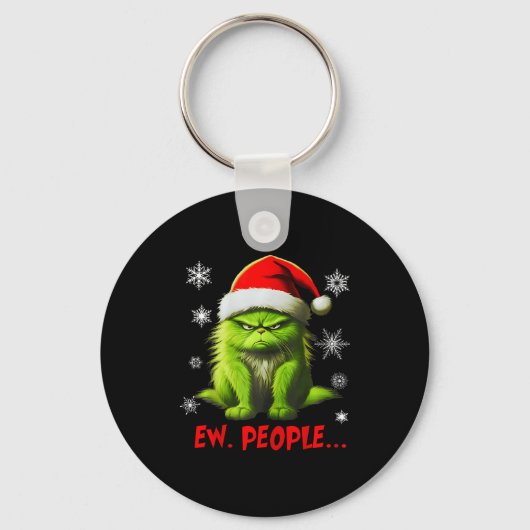 Funny Christmas Cat Ew People Meowy Cat Lovers Men Sleutelhanger (Voorkant)