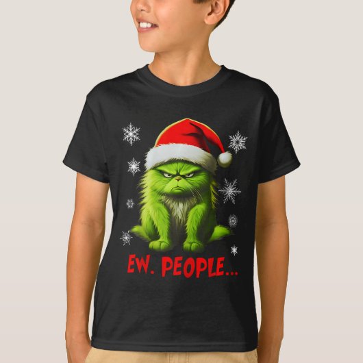 Funny Christmas Cat Ew People Meowy Cat Lovers Men T-shirt (Voorkant)