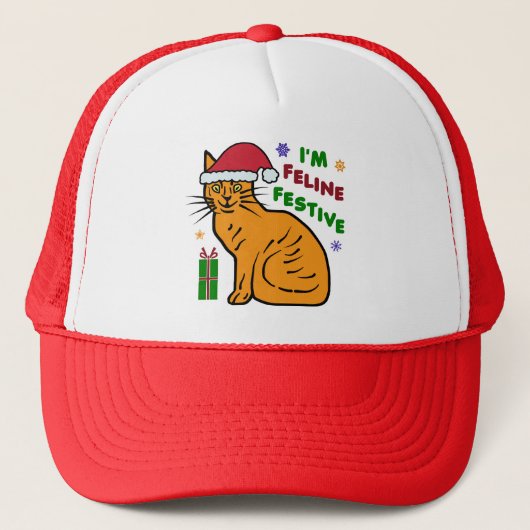 Funny Christmas Cat Holiday Pun Feline Festive Trucker Pet (Voorkant)