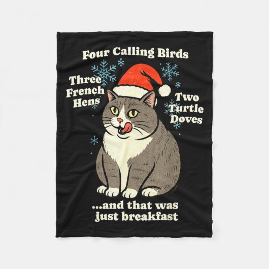 Funny Christmas Cat Meme Caroling Holiday Santa Ha Fleece Deken (Voorkant)