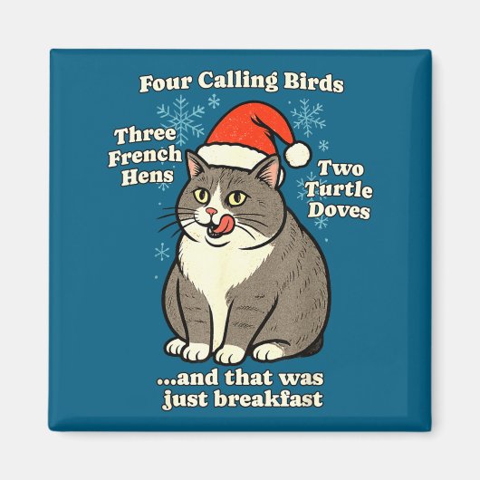 Funny Christmas Cat Meme Caroling Holiday Santa Ha Magneet (Voorkant)