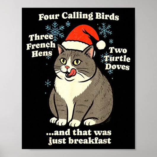 Funny Christmas Cat Meme Caroling Holiday Santa Ha Poster (Voorkant)