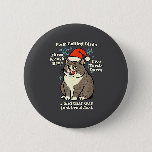 Funny Christmas Cat Meme Caroling Holiday Santa Ha Ronde Button 5,7 Cm (Voorkant)