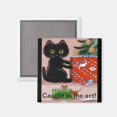 Funny Christmas Cat Mouse Cadeau Creationarts Magneet (Voorkant / Achterkant)
