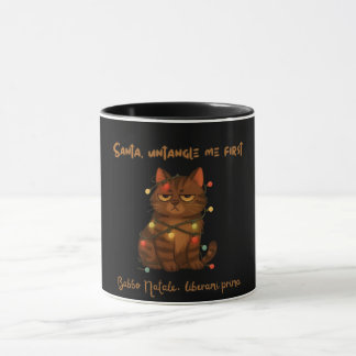 Funny Christmas Cat Mug – Santa Untangle Me First Mok