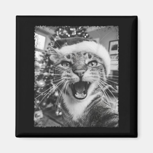 Funny Christmas Cat Selfie  Magneet (Voorkant)