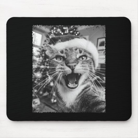 Funny Christmas Cat Selfie Muismat (Voorkant)