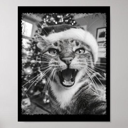 Funny Christmas Cat Selfie  Poster (Voorkant)