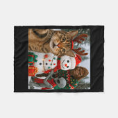 Funny Christmas Cat Selfie With Bigfoot Alien &amp Fleece Deken (Voorkant (Horizontaal))