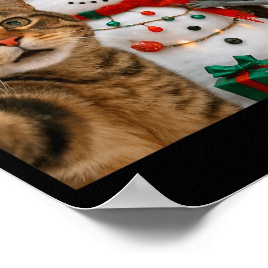 Funny Christmas Cat Selfie With Bigfoot Alien &amp Poster (Hoek)