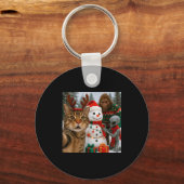 Funny Christmas Cat Selfie With Bigfoot Alien &amp Sleutelhanger (Voorkant)