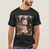 Funny Christmas Cat Selfie With Bigfoot Alien &amp T-shirt (Voorkant)
