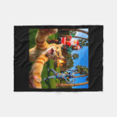 Funny Christmas Cat Selfie With Bigfoot & Alie Fleece Deken (Voorkant (Horizontaal))