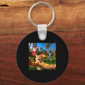 Funny Christmas Cat Selfie With Bigfoot &amp; Alie Sleutelhanger (Voorkant)