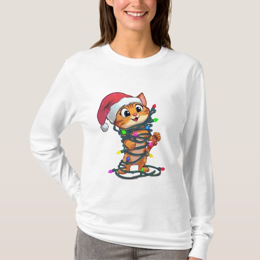  Funny Christmas Cat T-Shirt | Cute Holiday Gift  (Voorkant)