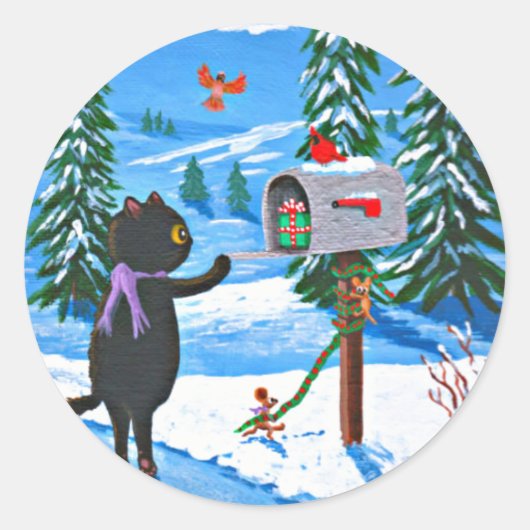 Funny Christmas Cats Creationarts Sticker (Voorkant)