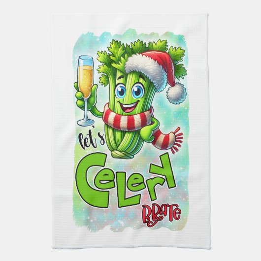 Funny Christmas celery word art  Theedoek (Verticaal)