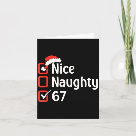 Funny Christmas Checked List Nice Naughty 6 7 Meme Kaart (Voorkant)