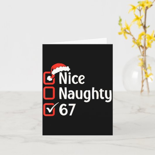 Funny Christmas Checked List Nice Naughty 6 7 Meme Kaart (Gele Bloem)