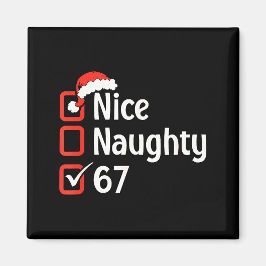 Funny Christmas Checked List Nice Naughty 6 7 Meme Magneet (Voorkant)
