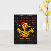 Funny Christmas Chicken F-caw-f Rooster Meme Humor Kaart (Gele Bloem)