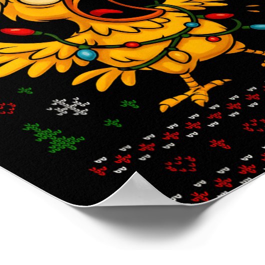 Funny Christmas Chicken F-caw-f Rooster Meme Humor Poster (Hoek)