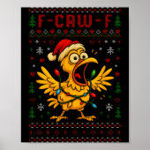 Funny Christmas Chicken F-caw-f Rooster Meme Humor Poster (Voorkant)