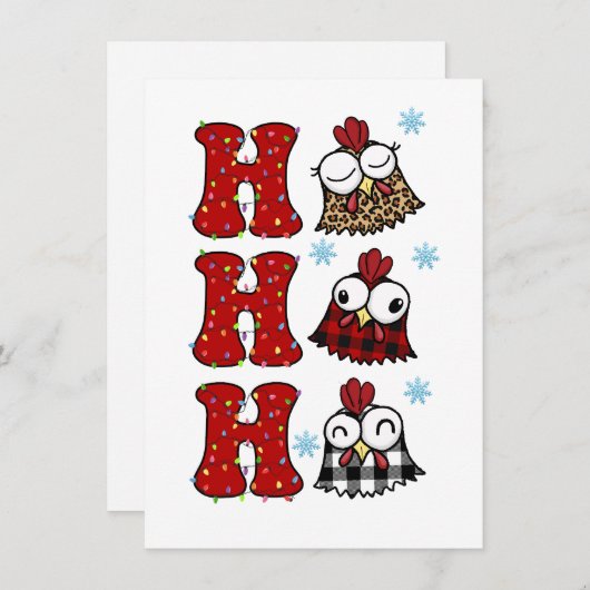 Funny Christmas Chicken Ho Ho Ho Kaart (Voorkant / Achterkant)