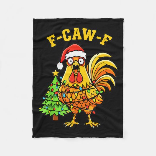 Funny Christmas Chicken Lights Santa Hat F-caw-f Fleece Deken (Voorkant)