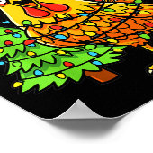 Funny Christmas Chicken Lights Santa Hat F-caw-f Poster (Hoek)