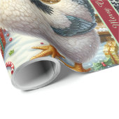 Funny Christmas Chickens Wrapping Paper with Text Cadeaupapier (Rol Hoek)