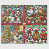 Funny Christmas Chickens Wrapping Paper with Text Cadeaupapier (Vlak)