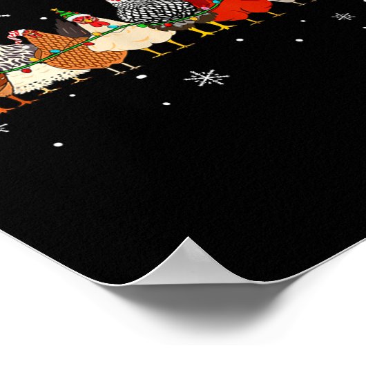 Funny Christmas Chickens Xmas Chicken Farm Animals Poster (Hoek)