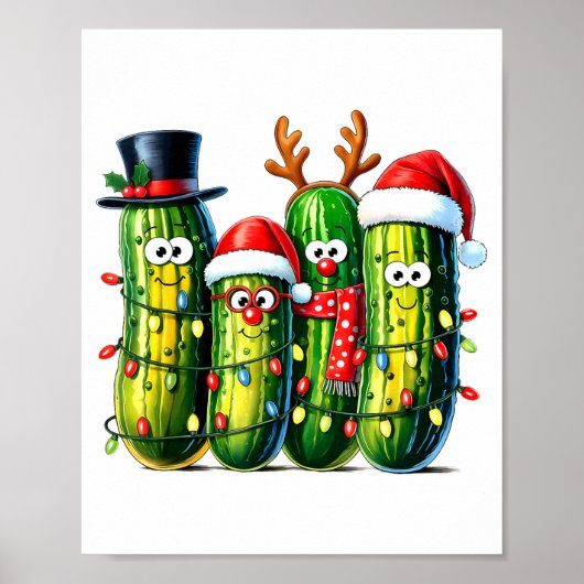 Funny Christmas Ckles Santa Claus Hat Xmas Lights Poster (Voorkant)