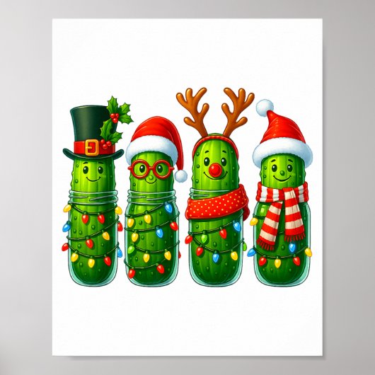 Funny Christmas Ckles With Santa Hats And Lights Poster (Voorkant)