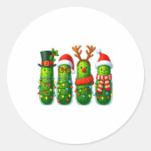Funny Christmas Ckles With Santa Hats And Lights  Ronde Sticker (Voorkant)