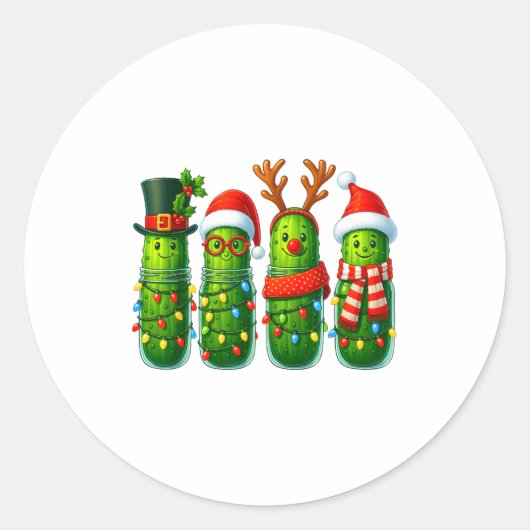 Funny Christmas Ckles With Santa Hats And Lights  Ronde Sticker (Voorkant)