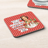 Funny Christmas Coaster Retro Best Friend Cookie Bier Onderzetter (Linkerzijde)
