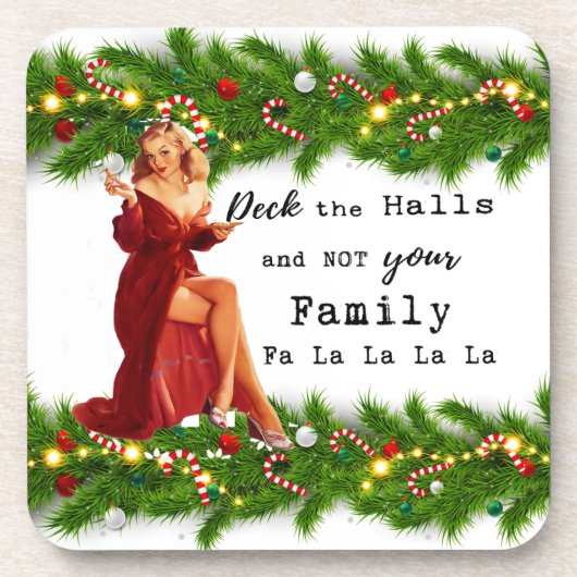 Funny Christmas Coaster Retro Best Friend Deck Bier Onderzetter (Voorkant)