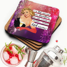 Funny Christmas Coaster Retro Best Friend NYE Bier Onderzetter