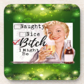 Funny Christmas Coaster Retro Best Friend Santa Bier Onderzetter (Voorkant)