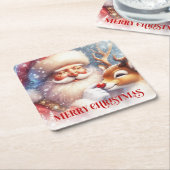 Funny Christmas Coasters with Santa and Rudolph Kartonnen Onderzetters (Schuin)