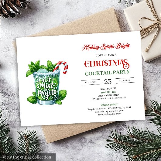 Funny Christmas Cocktails Party festive invite Kaart