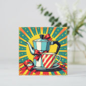 Funny Christmas, Coffee and Panic Pop Art Humorous Feestdagenkaart (Staand voorkant)