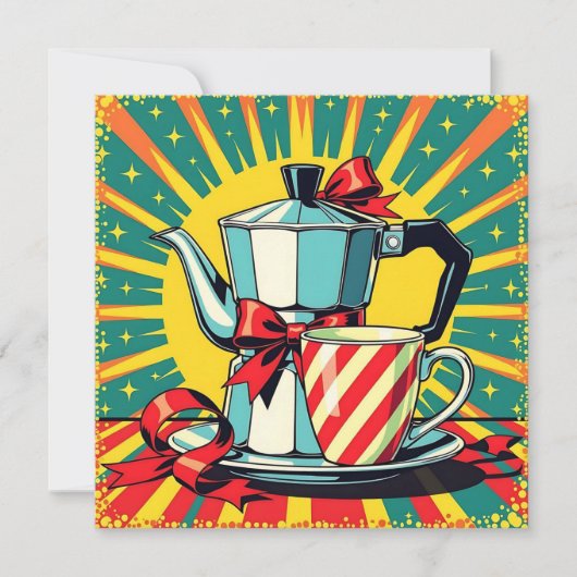 Funny Christmas, Coffee and Panic Pop Art Humorous Feestdagenkaart (Voorkant)